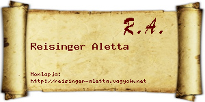 Reisinger Aletta névjegykártya